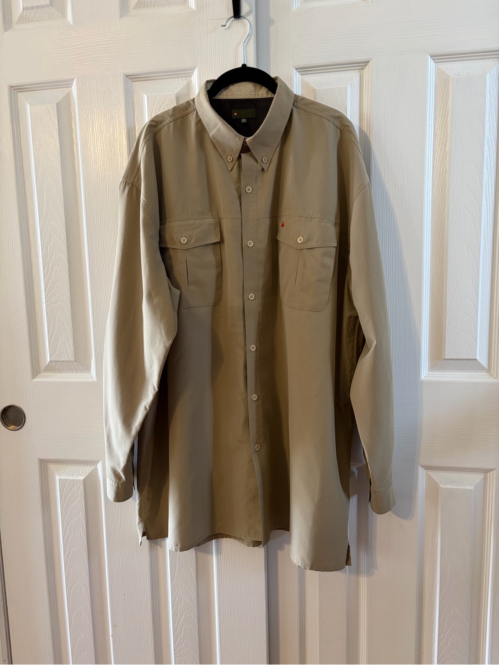 Men's Laksen Button-Down Sporting Shirt In Khaki Color 100% polyester Size XXL